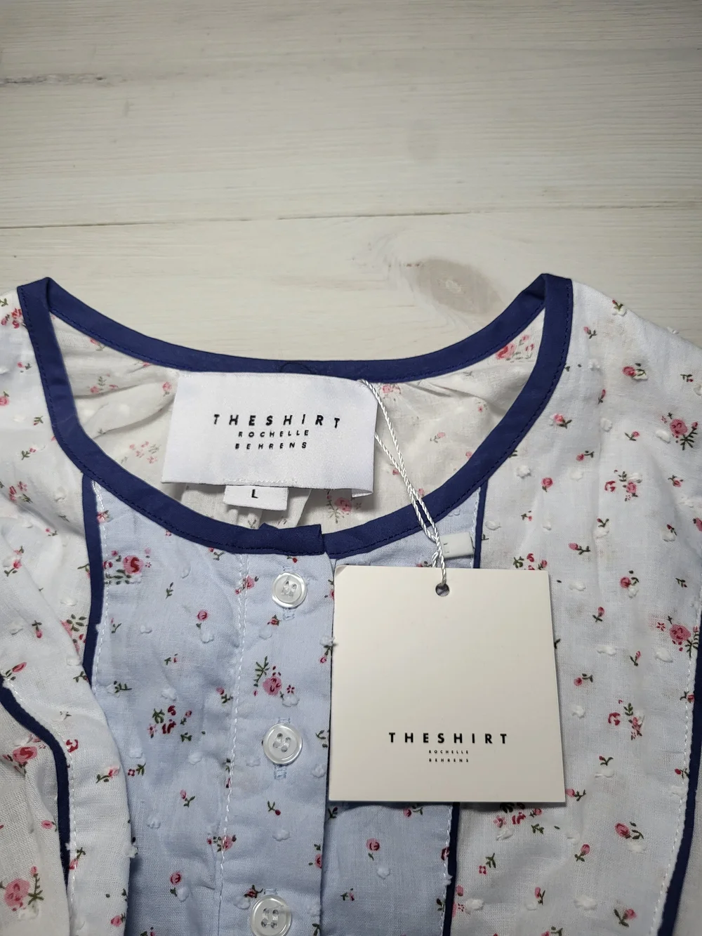 The Shirt by Rochelle Behrens Top Cotton Dainty Floral Panel Blouse Cottagecore.